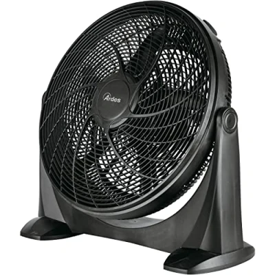 Abbildung von Ardes AR5A51 Leiser Bodenventilator 5 FLÜGEL SPACE 51 ganz in Schwarz mit vertikaler Neigung und manueller Steuerung 3 Geschwindigkeiten