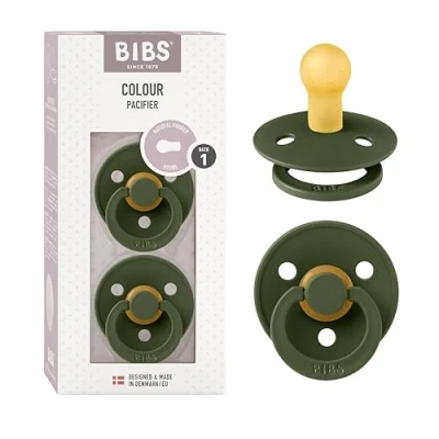 Abbildung von BIBS Colour Schnuller 2er Pack, BPA frei, Kirschform Nippel. Naturkautschuk/Latex, Hergestellt in Dänemark, Größe 1 (0 6 Monate), Hunter Green