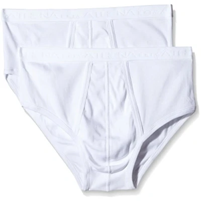 Abbildung von Athena Herren Bio Baumwolle Slip mit hohem Bund offen Unterhose, Weiß (Weiß), M (2er Pack)