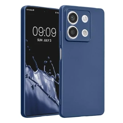 Abbildung von kwmobile Handyhülle kompatibel mit Xiaomi Redmi Note 13 5G Hülle weiche Silikon Case metallisch schimmernd in Metallic Blau