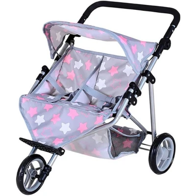 Abbildung von Knorrtoys® Puppen Zwillingsbuggy Duo star grey pink