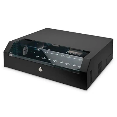 Abbildung von DIGITUS DN 19 04U PB B Netzwerk Schrank zoll 3 HE + 2 SOHO Serie Horizontale Aufputz Wandmontage Kompakt Traglast 30 kg Schwarz