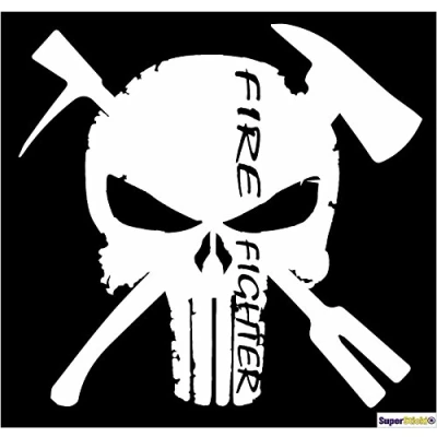 Abbildung von Firefighter Totenkopf skull 20cm Autoaufkleber Auto Aufkleber Decal Sticker von SUPERSTICKI® aus Hochleistungsfolie für alle glatten Flächen UV und Waschanlagenfest Profi Qualität