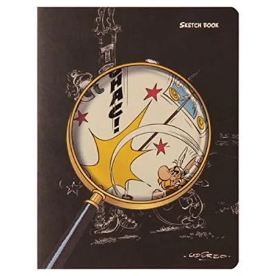 Abbildung von Clairefontaine 813028C Sketchbook Asterix 4, mit Fadenbindung 16x21 cm, 30 Blatt, Hochformat, Motiv skizziert Lupe, 1 Stück