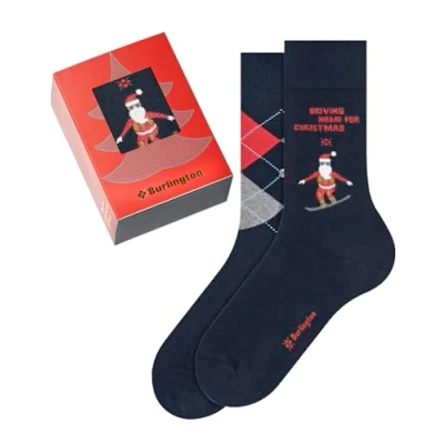 Abbildung von Burlington Herren Socken X Mas Gift Box M So Baumwolle gemustert 2 Paar, Blau Navy Blue Mix 0040, 40 46