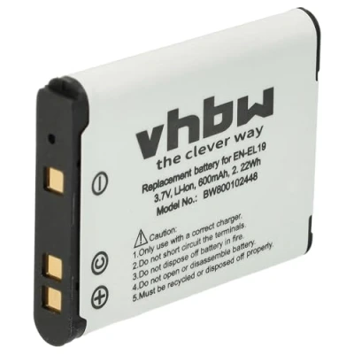 Abbildung von vhbw 1x Akku kompatibel mit Nikon CoolPix S3100, S3200, S2750, S2900, S2800, S32, S33 Kamera (600mAh, 3,7V, Li Ion)