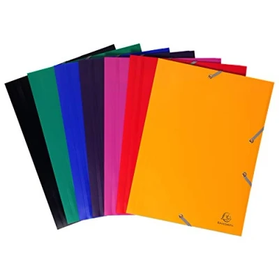 Abbildung von Exacompta 55900E 60er Pack Premium Einschlagmappe. Aus starkem Kunststoff DIN A4 mit 2 Gummizügen und 3 Klappen 1 Stück Zufallsfarbe Sammelmappe Dokumentenmappe ideal für Büro Schule