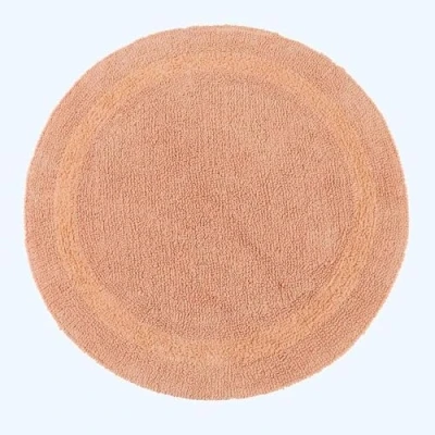 Abbildung von Homescapes Runde Badematte apricot, Premium Badvorleger 80 cm, Badteppich Baumwolle mit Wende Design