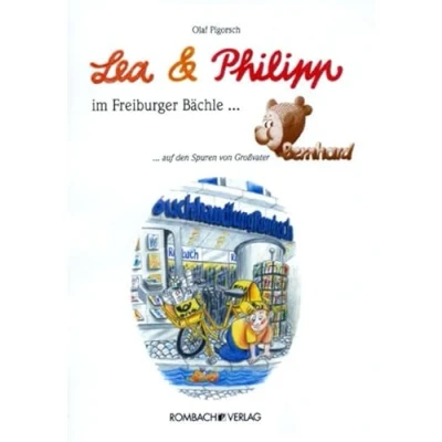 Abbildung von Lea &amp; Philipp im Freiburger Bächle auf den Spuren von Großvater Bernhard