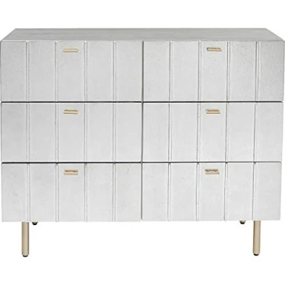 Abbildung von Kare Design Kommode Venice Line, Silber, mit 6 Schubladen, Holz Korpus, Stahl Beine, 89x106x40 cm (H/B/T)
