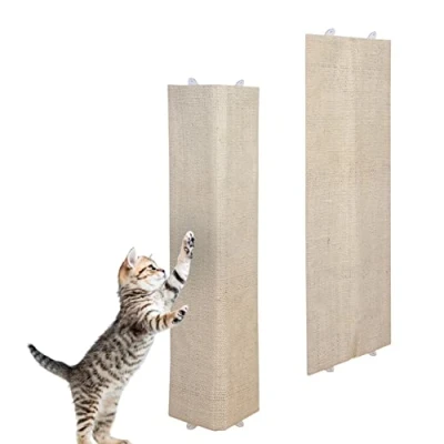 Abbildung von Wand Katzenkratzbrett mit 2 verschiedenen Seiten 80 x 27 cm 2er Set Sisal und Plüsch Katzen Kratzecke zum Legen oder Hängen Kratzmatte zur Krallenpflege für die Wandmontage geeignet