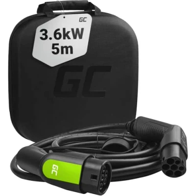 Abbildung von Green Cell GC Typ 2 Ladekabel für EV Elektroautos PHEV 3.6kW 16A 5 Meter auf 1 Phasig Kompatibel mit i3, 330e, ID.3, ID.4, Enyaq iV, Leaf, Kuga PHEV, Born, Formentor