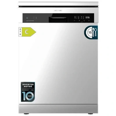 Abbildung von Cecotec Geschirrspüler, 60 cm, freistehend, Bolero 6500 Edelstahl, C, 15 Besteck, 3. Ablage, 6 Programme mit Dual Zone Wash, Dry+, Auto Open, Halblast, Startverzögerung, Inverter Plus Motor