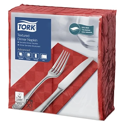 Abbildung von Tork 470315 Textured Dinnerserviette, 1/8 Falz, Rot (1200 er pack)