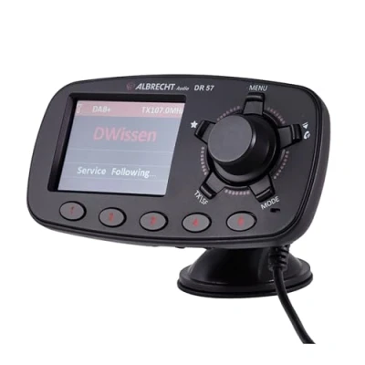 Abbildung von Albrecht DR 57 Adapter zum Aufrüsten von Auto Radios, 27257, FM Transmitter für DAB+ Sender und Bluetooth Verbindung vom Smartphone UKW Radio