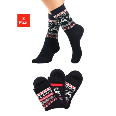 Abbildung von H.I.S Basicsocken, (Packung, 3 Paar), mit Wintermotiven