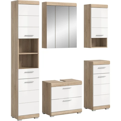 Abbildung von INOSIGN Badmöbel Set &quot;Siena, 5 teilig, bestehend aus:&quot;, (Set), Hochschrank, WBU, Spiegelschrank, Unterschrank, Hängeschrank