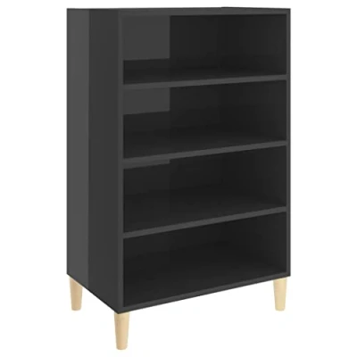 Abbildung von vidaXL Sideboard 4 Einlegeböden Bücherschrank Bücherregal Beistellschrank Kommode Anrichte Mehrzweckschrank Schrank Hochglanz Grau 57x35x90cm Holzwerkstoff