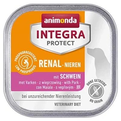 Abbildung von animonda INTEGRA PROTECT Hundefutter nass Renal (Niere) mit Schwein (11 x 150g), von Veterinären empfohlen bei Niereninsuffizienz, Hochwertiges Diätalleinfutter für Hunde gegen Nierenprobleme
