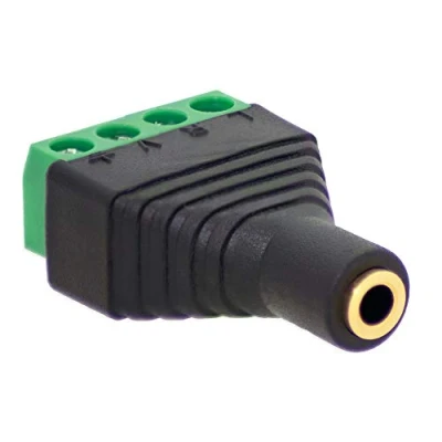 Abbildung von 1x Klinken Buchse 3,5mm Adapter &gt; Terminal Block 4 Pin Schraub Klemmen Vergoldet