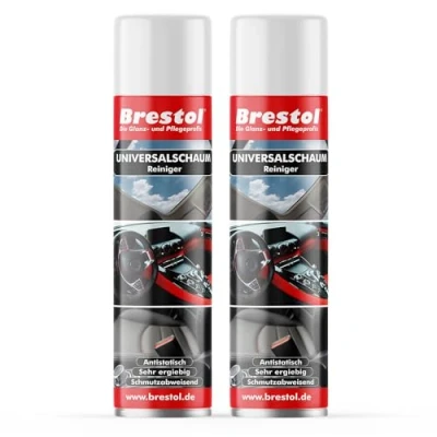 Abbildung von Brestol Autoreiniger 2x 400 ml Sprühdose Universalreiniger Schaum Glasreiniger Scheibenreiniger Spiegelreiniger Fensterreiniger Reinigerschaum Universalschaum