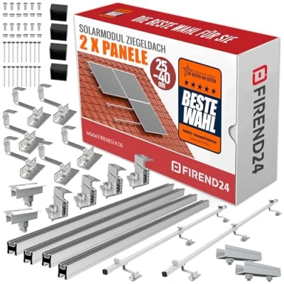 Abbildung von SET 2x PV Module, PV, Photovoltaik, Aufständerung, Dachhalterung, Befestigung, Halter, Halterung, Solar, Solarmodul, Solarpanel, Ziegeldach, 25 40mm