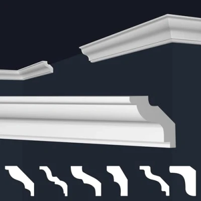 Abbildung von MARBET DESIGN Stuckleisten XPS Styropor weiß Deckenleisten Deckenstuck Leisten E (50 Meter / 25 22)