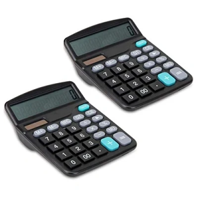 Abbildung von JZK 2 x Schwarz Taschenrechner Solarrechner Tischrechner Bürorechner Dual Power Solar und Batterie einfacher Rechner Betrieb Calculator mit großem Display für Zuhause, Büro, Schule