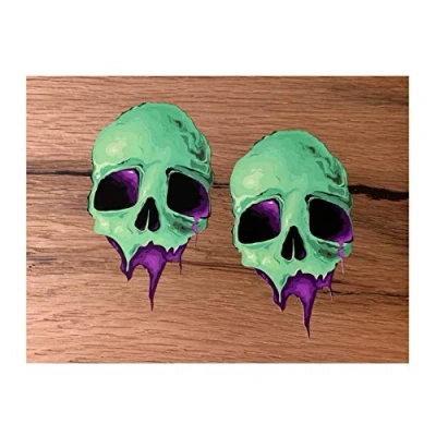 Abbildung von 24/7stickers #678 / 2X Skull Aufkleber je 10x6cm NEON Totenkopf Biker Custom Chopper Tankaufkleber Auto Rocker Rockabilly Tuning