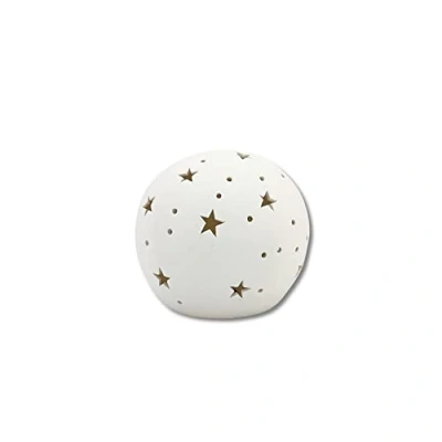 Abbildung von Keramik LED Kugel mit Sternen weiß 12 x 10cm Dekokugel Leuchtkugel Tisch Deko