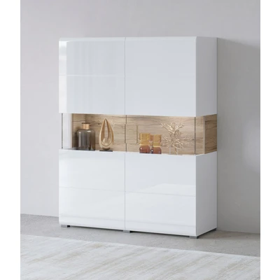 Abbildung von INOSIGN Highboard &quot;Toledo,Breite 121,5 cm, trendige Hochkommode mit 2 Türen&quot;, Hochschrank Glas Partien,stylische Hochglanzfronten