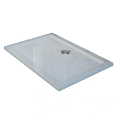 Abbildung von Idralite Duschwanne 120x80x4 mit Erhöhte Kante Rechteckig Glänzed Weiß mod. Flower