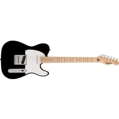 Abbildung von Squier by Fender Sonic Telecaster, E Gitarre, Ahorngriffbrett, Weiße Schlagplatte, Schwarz