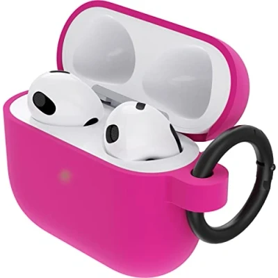 Abbildung von OtterBox Soft Touch Kopfhörer Hülle für AirPods 3. Gen 2021, stoßfeste, sturzsichere, ultraflache, kratz und abriebfeste Schutzhülle Apple AirPods, inklusive Karabiner, Rosa
