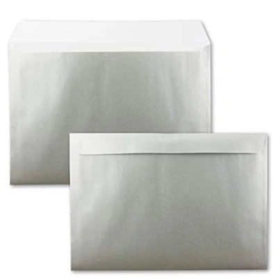 Abbildung von 25x große XXL Briefumschläge DIN C4 in Silber Metallic 22,9 x 32,4 cm Haftklebung ohne Fenster Versandtasche für A4 geeignet