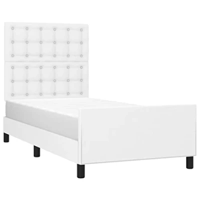 Abbildung von vidaXL Bett Bettgestell mit Kopfteil Weiß 90x200 cm Kunstleder