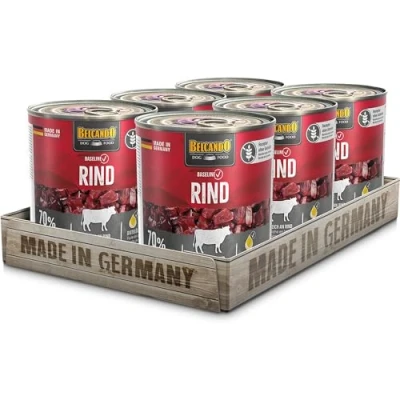 Abbildung von BELCANDO Baseline Nassfutter für Hunde, Rind, 6X 800g Dose, 70% Fleisch ausgewachsene Hundefutter nass ohne Getreide, Made in Germany