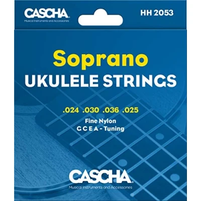 Abbildung von Cascha Sopran Ukulele Saiten Set I Premium Nylon für Ukulelen sehr gute Klang Qualität &amp; hohe Lebensdauer hochwertiges 4er G C E A Soprano Strings 4 Stück