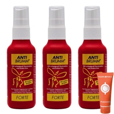 Abbildung von Anti Brumm Forte Pumpspray 3x 75 ml I Insekten Repellent effektiver Schutz gegen Mücken und Zecken DEET Für Fernreisen, Tropen Spar Set plus Pharma Perle give away