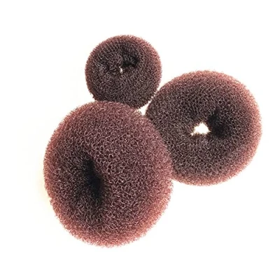 Abbildung von Donut Duttkissen 3 Stück Duttringe Hair Bun Maker? Set für Chignons, Mädchen, Damen, Haarstyling Frisurenhilfe Zubehör, Nylon Haargummi (Braun)