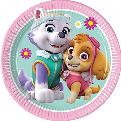 Abbildung von Procos 93492 Party Teller Paw Patrol Skye und Everest, Größe 20 cm, 8 Stück, Einwegteller aus Papier, Kindergeburtstag, Geschirr, FSC® Mix