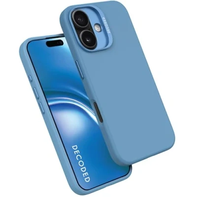 Abbildung von Apple iPhone 16 Hülle MagSafe Silikon Decoded Soft Case/Backcover Handyhülle Hellblau