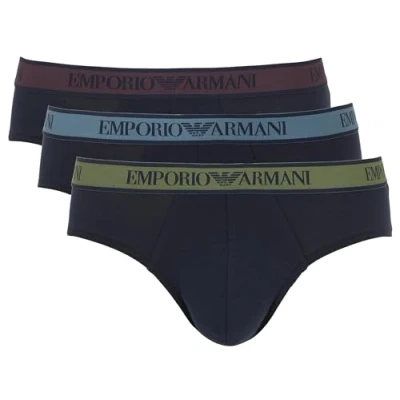 Abbildung von Emporio Armani Herren CORE Logoband 3 Pack Brief Slip, Marine/Marine/Marine, L