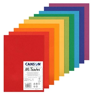 Abbildung von Canson HalbgefärbtesPapier, 10 Blatt, A4, 160 g/m² C31032S051 Lebendige Farben