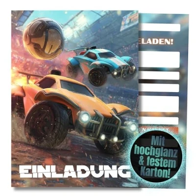Abbildung von HIDEBLOOM I Gaming Einladungskarten Kindergeburtstag Junge 12 Stück DIN A6 (10,5 cm x 14,8 cm) Einladung Geburtstag Einladungskarte Teenager Fußball Auto Party