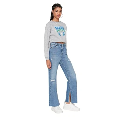 Abbildung von Trendyol, High Wish Bein 90er Jahre Jeans mit blauem Tipp, blau, 40