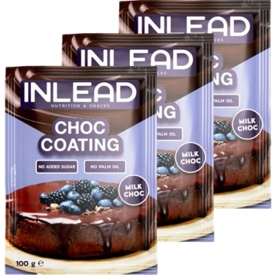 Abbildung von INLEAD Choc Coating Schokoladen Glasur ohne Zuckerzusatz Ideal zum überziehen von für Torten und Desserts 3x100g (Milk Chocolate Milch Schokolade)