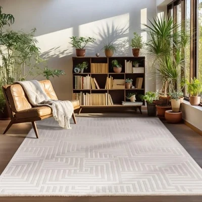 Abbildung von Designteppich Geometrisch Design, Carpettex, Rechteckig, Höhe: 12 mm, Teppich Wohnzimmer Boho Design Skandinavische Stil Natur Optik