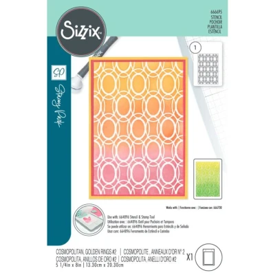 Abbildung von Sizzix Stacey Park Schablone, A6, kosmopolitisch, goldene Ringe #2, mehrfarbig, Einheitsgröße