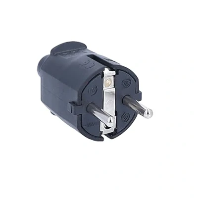 Abbildung von as Schwabe PVC Stecker Schutzkontaktstecker mit doppeltem Schutzkontakt Anschluss Leitungen bis max. 1,5mm² 230V 16A IP20 Schwarz, 62222